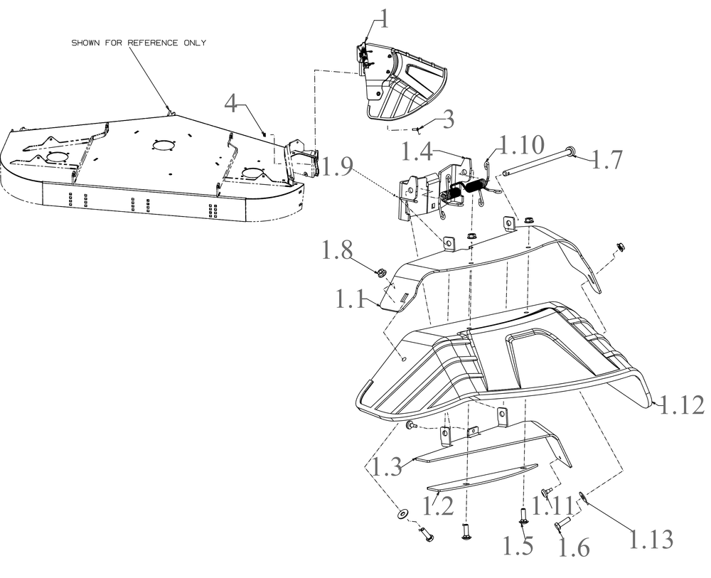 Discharge Chute Diagram and Parts List for ZTXS4-54KH (47RSCAB7A10)(2023) Cub Cadet Lawn Tractor